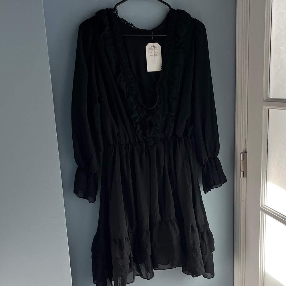 Elegant Black Ruffled Dress
